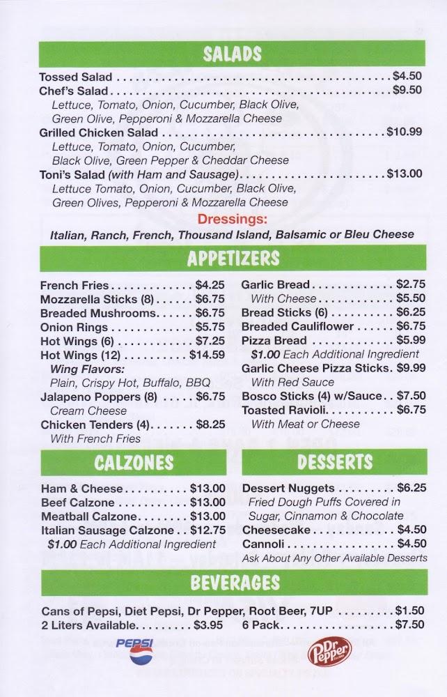 Toni's Pizza & Italian food Menu image 3